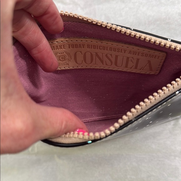 Consuela Black Starry Wristlet with Pink Strap - Picture 3 of 3